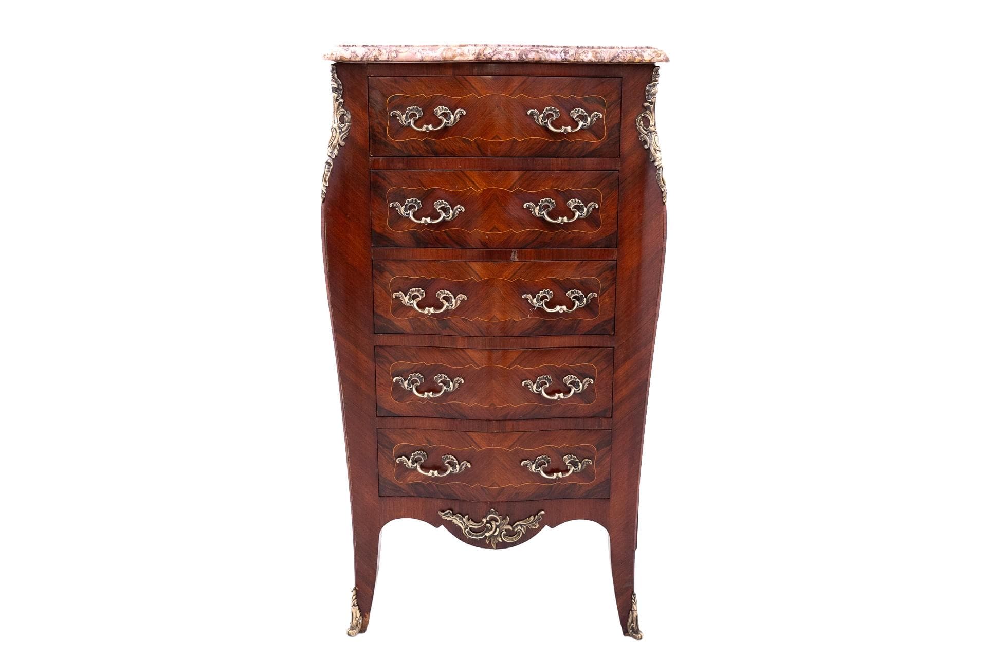 Komoda szyfoniera, brązowy ciemny, marmur różowy, Francja, początek XX w.