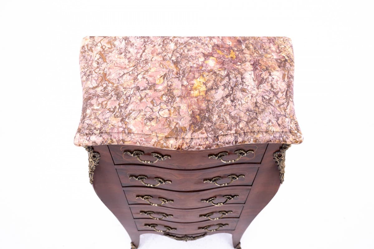 Komoda szyfoniera, brązowy ciemny, marmur różowy, Francja, początek XX w. - 76836