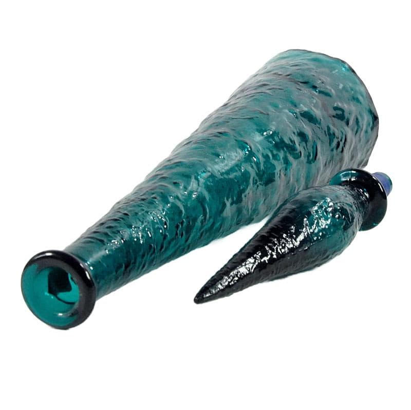 Szmaragdowa karafka ze szkła prasowanego, Empoli, Włochy, lata 60. - 6134