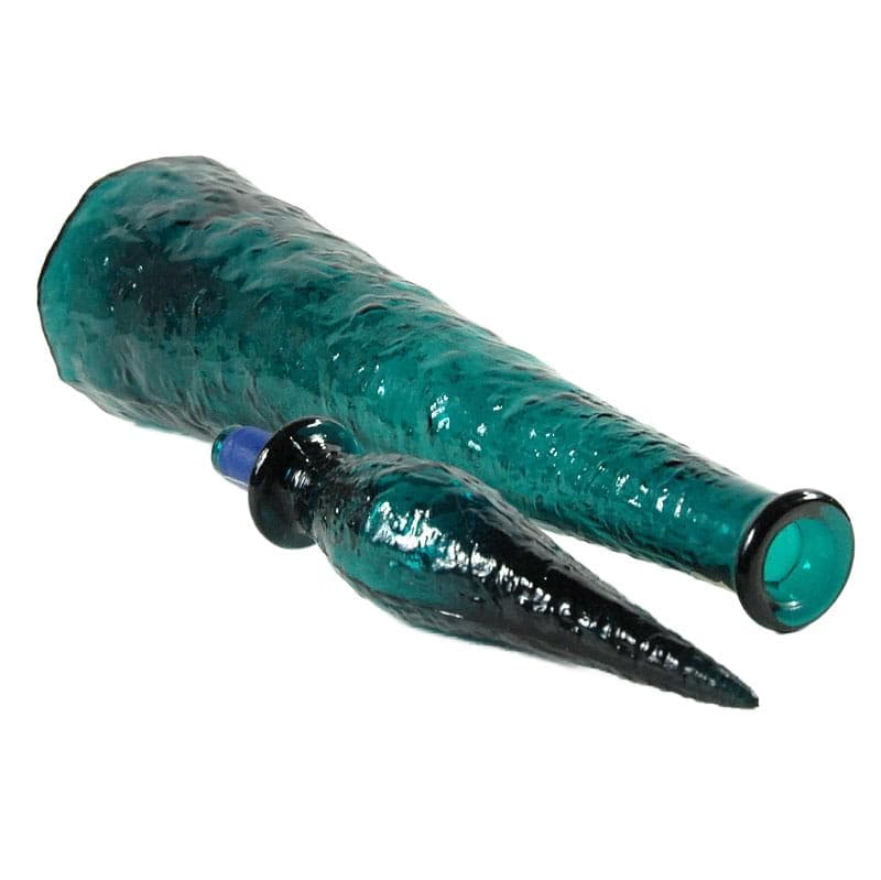 Szmaragdowa karafka ze szkła prasowanego, Empoli, Włochy, lata 60. - 6135