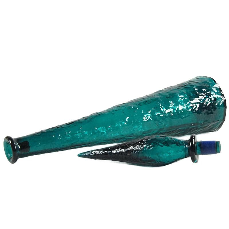 Szmaragdowa karafka ze szkła prasowanego, Empoli, Włochy, lata 60. - 6133