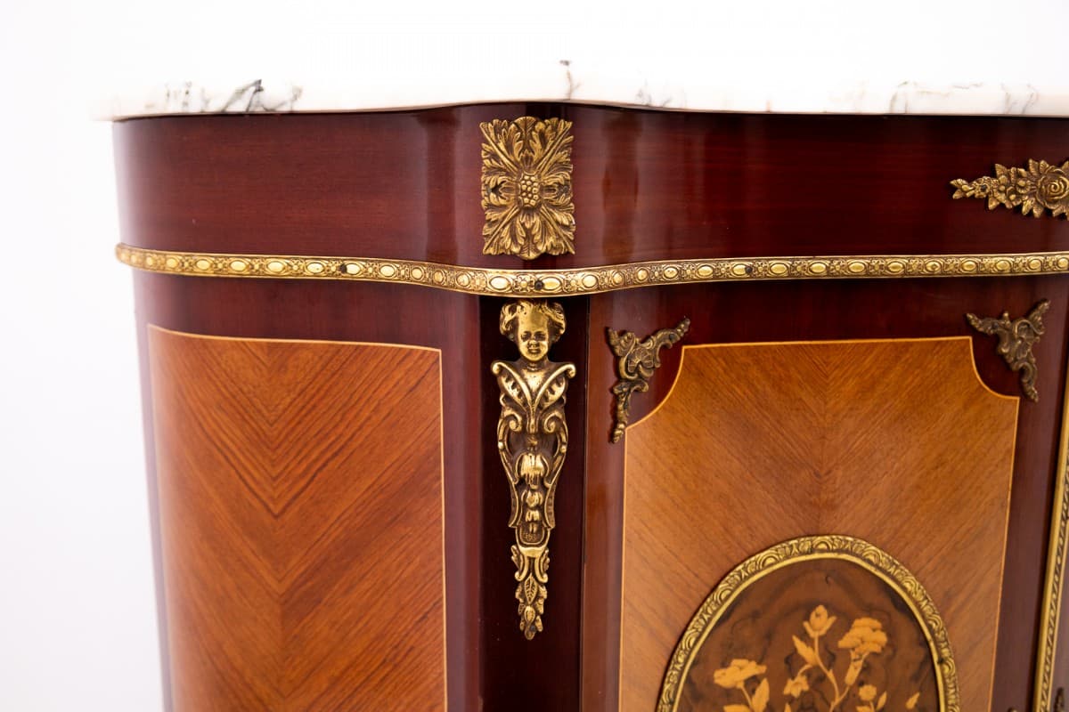 Komoda w stylu Ludwika, brąz, drewno, marmur biały, Europa Zachodnia, pierwsza połowa XX wieku - 77020