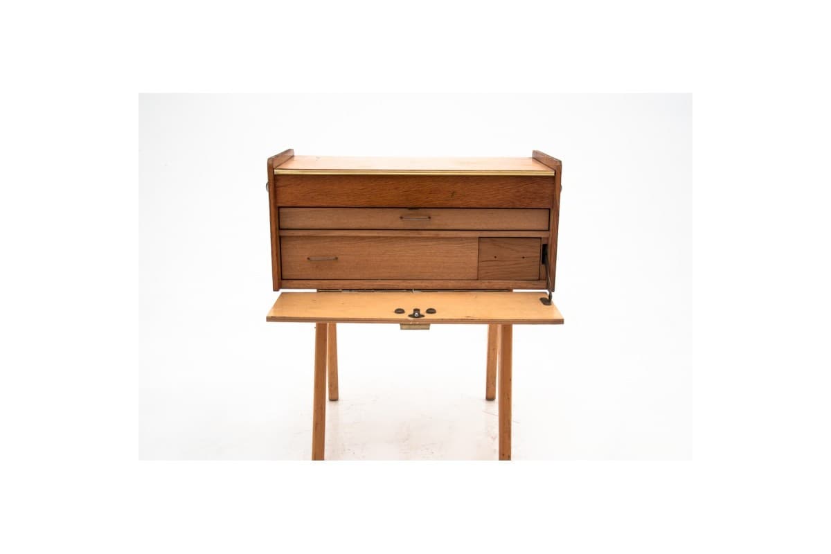 Stolik pomocniczy, niciak, drewno jasnobrązowe, Polska, lata 70. - 77650
