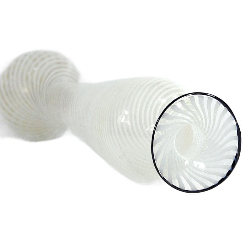 Biały wazon ze szkła filigranowego, Murano, Włochy, lata 60. - 4254