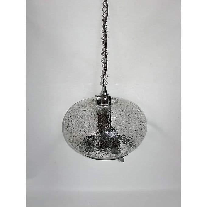Pendant Lamp Modern, silver chrome steel, glass, 1970s. - 38684
