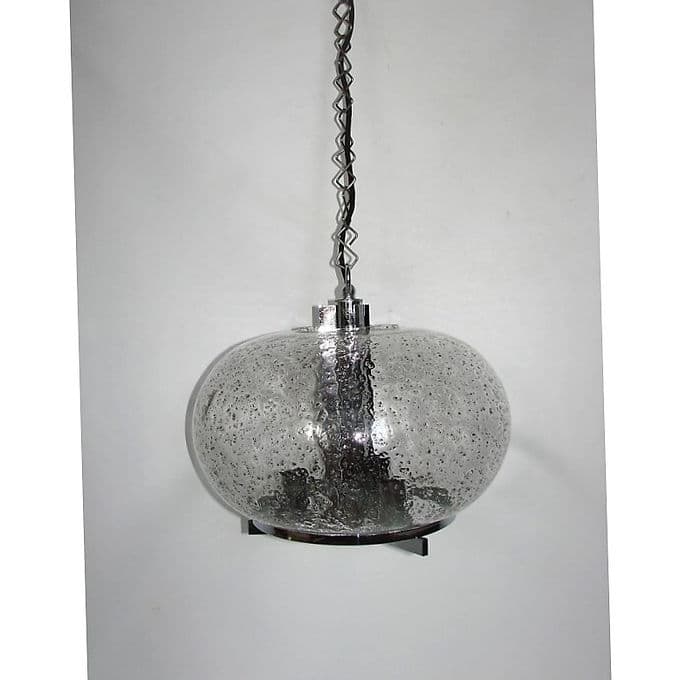 Pendant Lamp Modern, silver chrome steel, glass, 1970s. - 38685