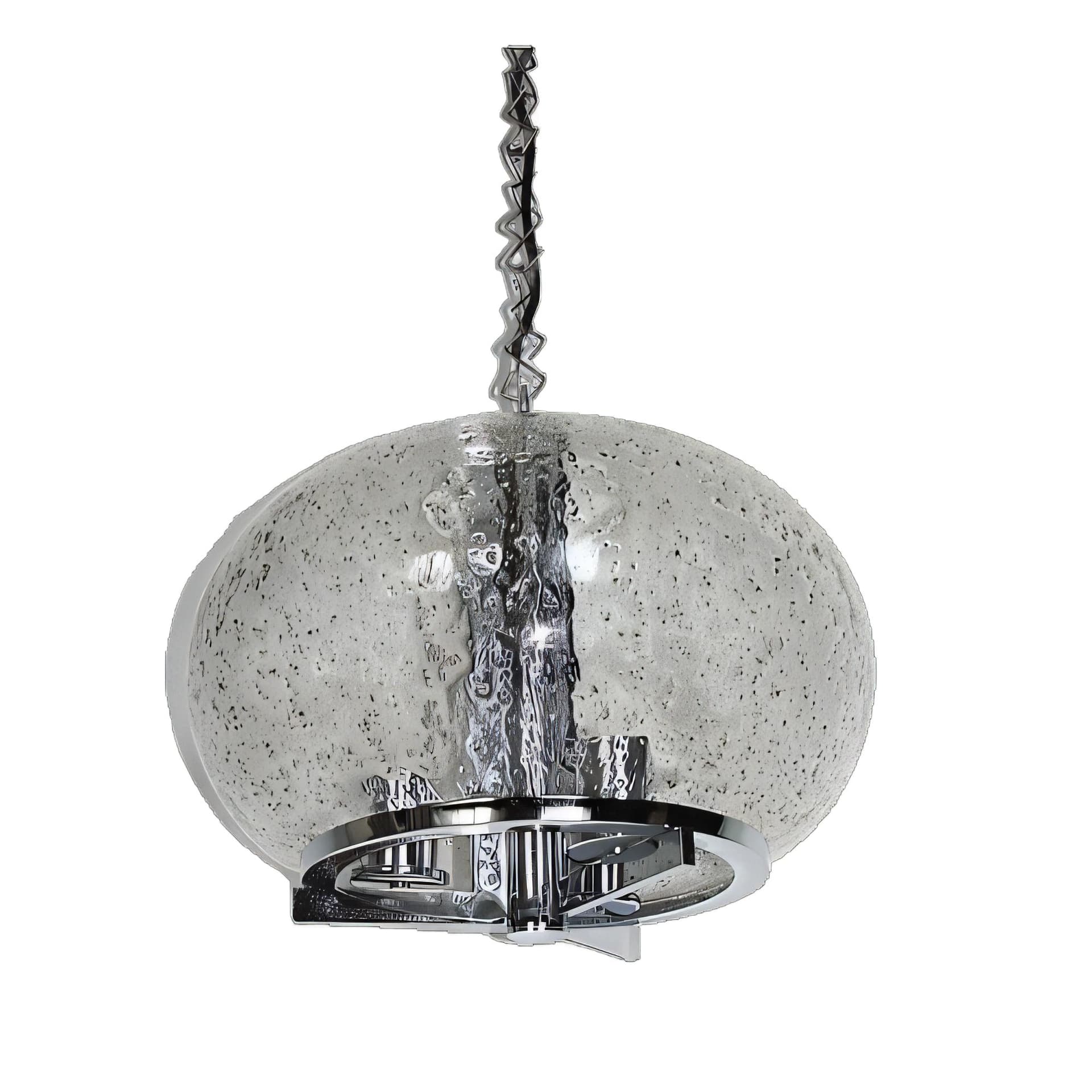 Pendant Lamp Modern, silver chrome steel, glass, 1970s.