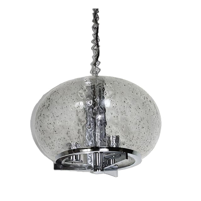 Pendant Lamp Modern, silver chrome steel, glass, 1970s. - DIMENSION