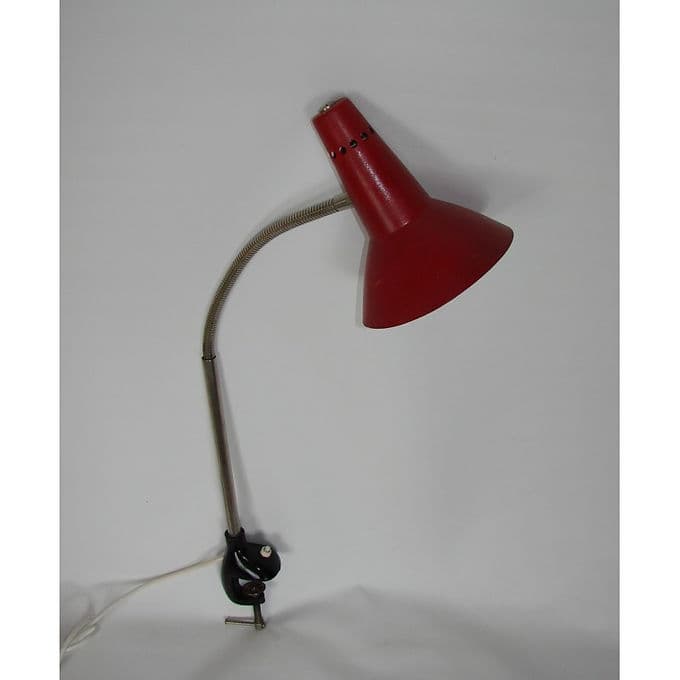 Lampa biurkowa, bordowy, aluminium, lata 60. - 38669
