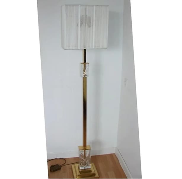 Lampa podłogowa, mosiądz miedziany, szkło, Niemcy, lata 70. - 99532