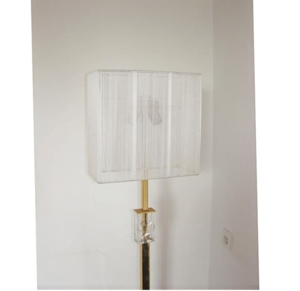 Lampa podłogowa, mosiądz miedziany, szkło, Niemcy, lata 70. - 99533