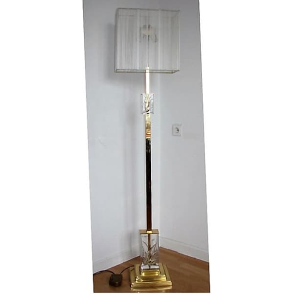 Lampa podłogowa, mosiądz miedziany, szkło, Niemcy, lata 70. - 99535