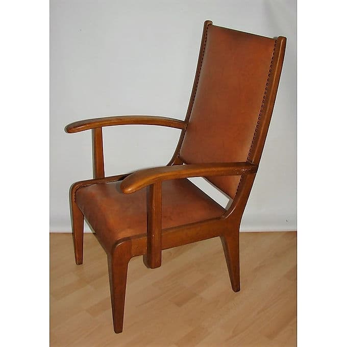 Fotel Modern, brązowy, buk, Polska, lata 50. - 38634