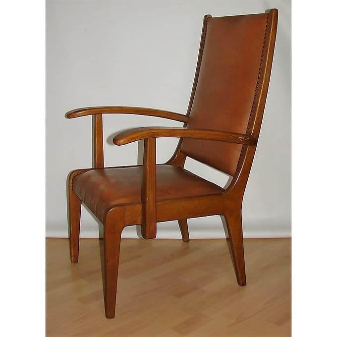 Fotel Modern, brązowy, buk, Polska, lata 50. - 38636