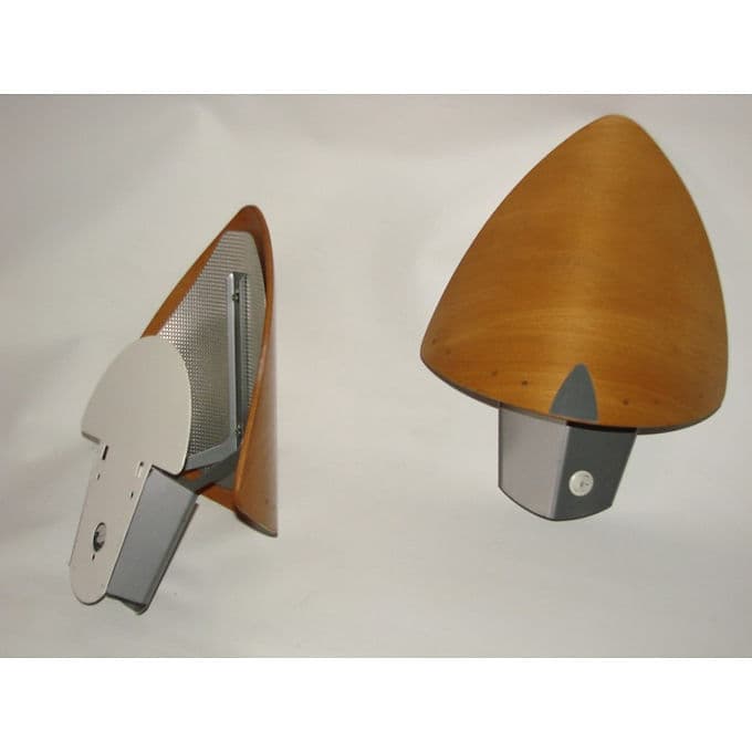 Pair of wall sconces Lucid, brown, bent plywood, metal, 1970s. - 38621