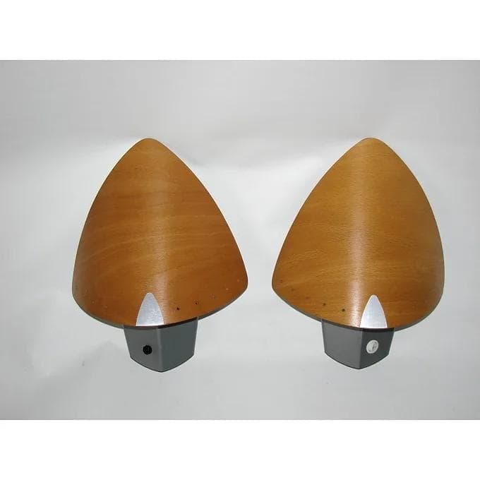 Pair of wall sconces Lucid, brown, bent plywood, metal, 1970s. - 38624