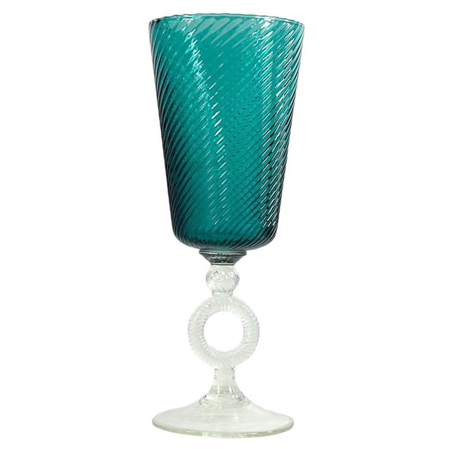 Turkusowy szklany wazon, Empoli, Włochy, lata 60. - WYMIARY