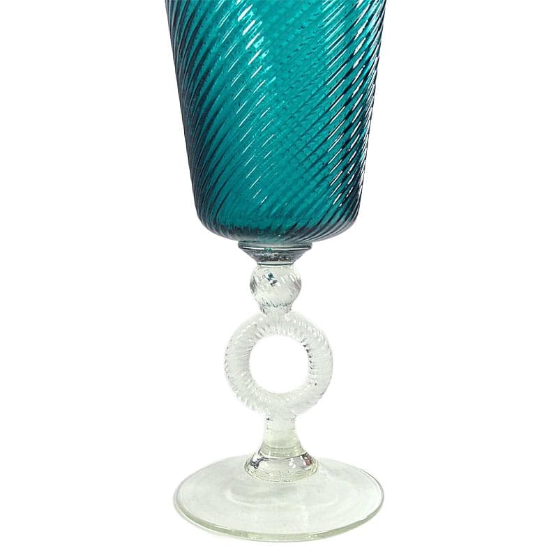 Turkusowy szklany wazon, Empoli, Włochy, lata 60. - 4246