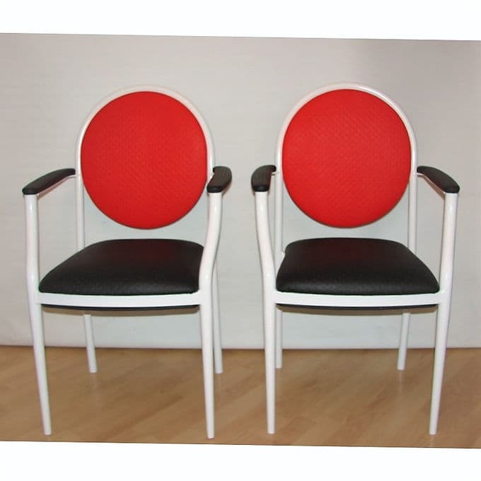 Set of four chairs Souvignet Plichanse, red metal, France, 1970s. - 38612