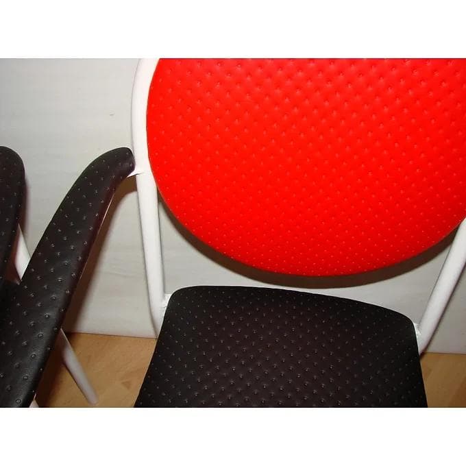 Set of four chairs Souvignet Plichanse, red metal, France, 1970s. - 38617