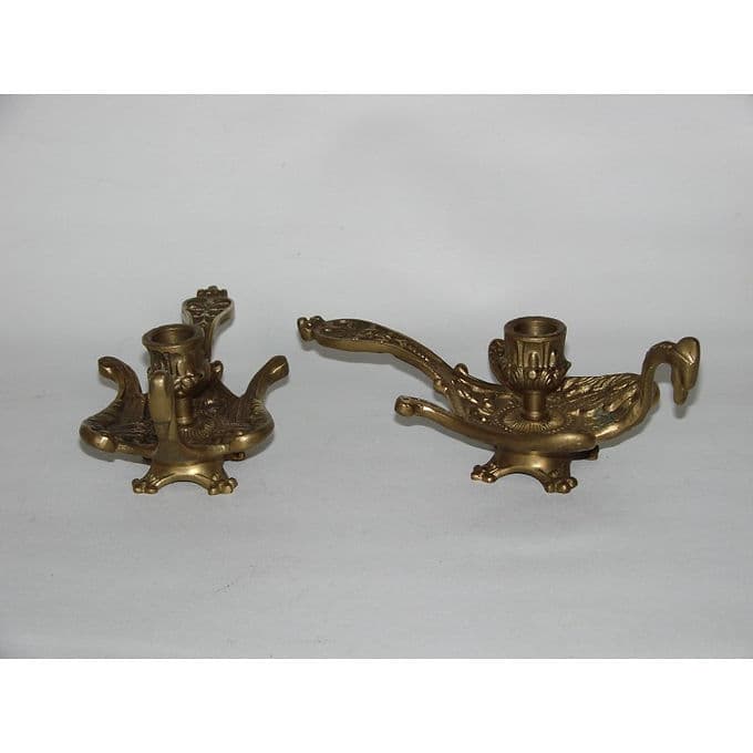 Para świeczników Art Nouveau, mosiądz złoty, początek XX w. - 38601