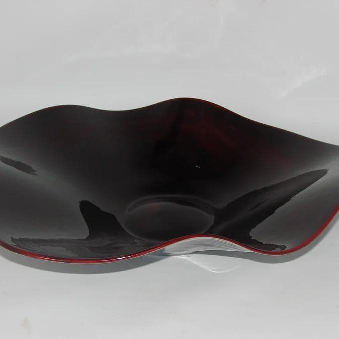 Glass centerpiece, maroon, glass, 1970s. - 38831