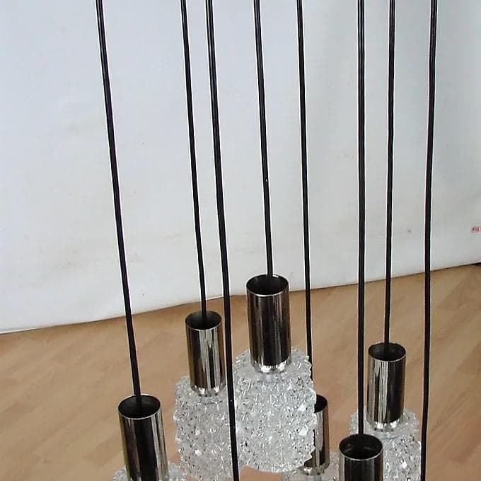 Żyrandol kaskadowy Neheum Typ 421, srebrny, stal chromowana, szkło, lata 70. - 38817