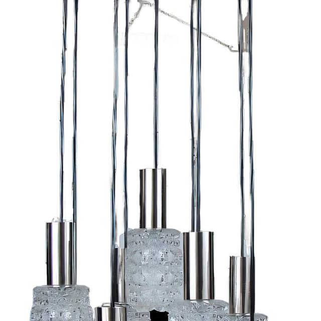 Żyrandol kaskadowy Neheum Typ 421, srebrny, stal chromowana, szkło, lata 70. - WYMIARY