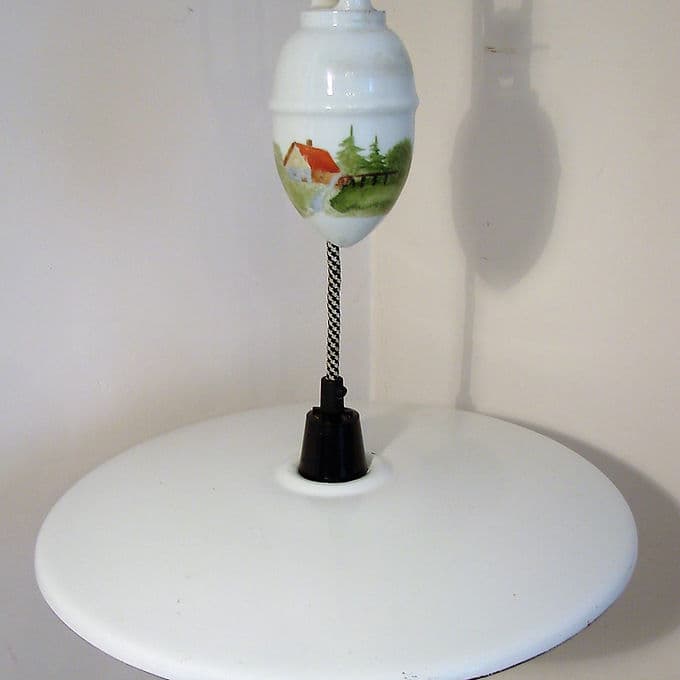 Ivory White Enamel Pendant Lamp with Counterweight, Modernist, Europe, 1930s - 38788