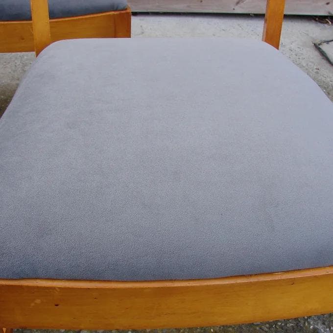 Komplet czterech krzeseł, Art déco, drewno miodowy, velvet jasnoniebieski, Europa, lata 40. - 38757