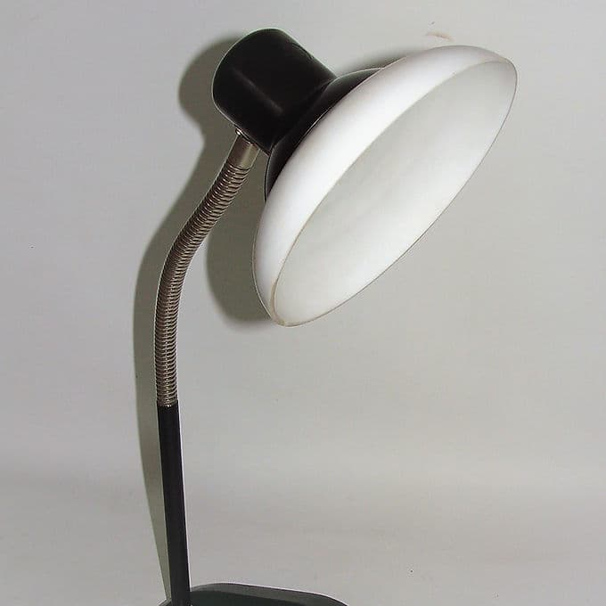 Lampa biurkowa Nolta Lux, metal czarny, szkło białe, podstawa zielona, lata 30. - 38715