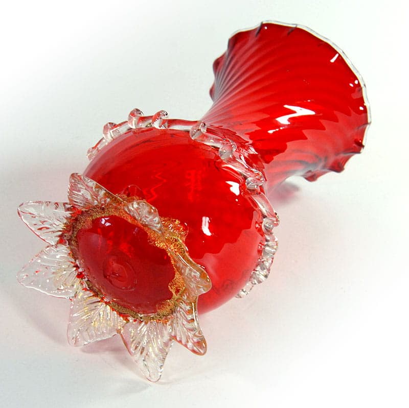 Wazon Murano, czerwony, szkło, Włochy, lata 50. - 38853