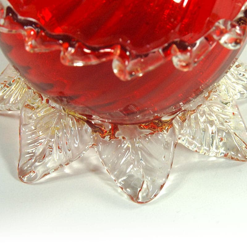 Wazon Murano, czerwony, szkło, Włochy, lata 50. - 38857