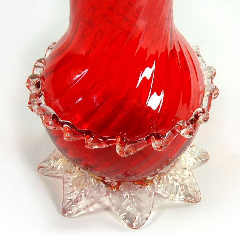 Wazon Murano, czerwony, szkło, Włochy, lata 50. - 38852