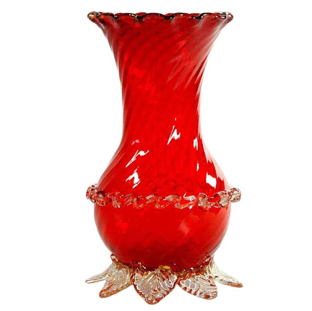 Wazon Murano, czerwony, szkło, Włochy, lata 50. - WYMIARY