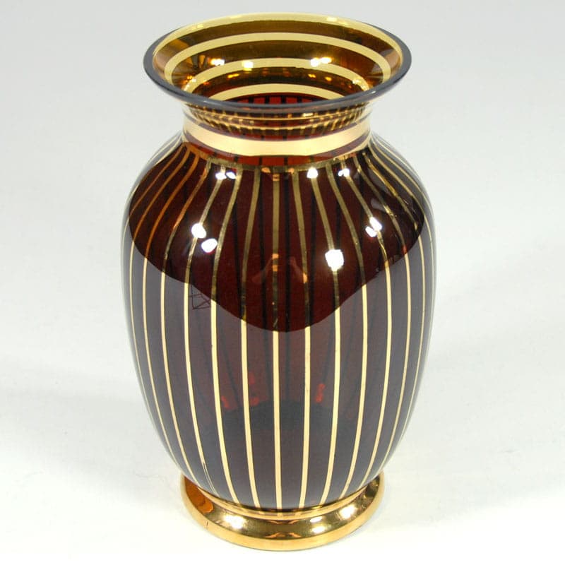 Wazon Art Deco, bordo, kryształ, Belgia, lata 40. - 38889