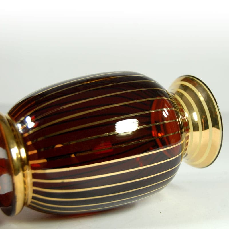 Wazon Art Deco, bordo, kryształ, Belgia, lata 40. - 38885