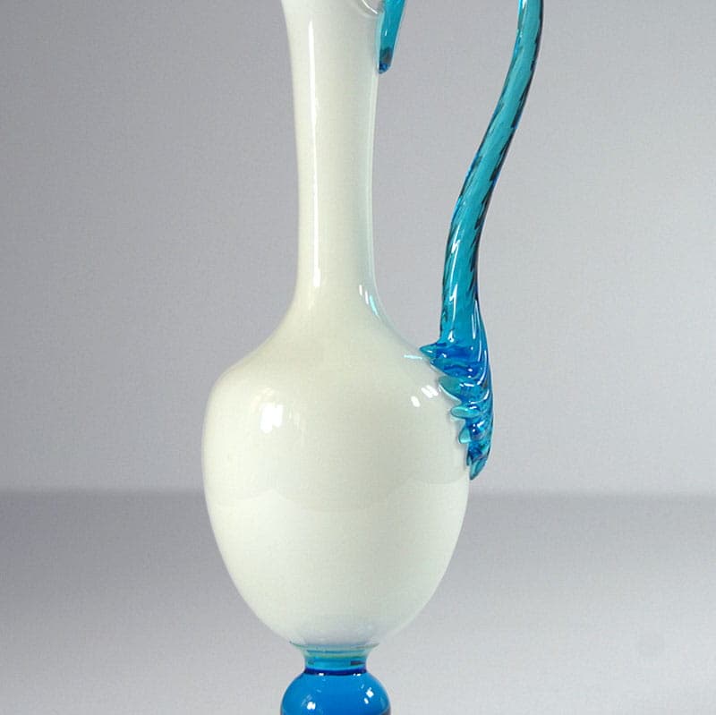 Karafka, szkło mlecznobiały turkusowy, Empoli, Włochy, lata 60. - 39125