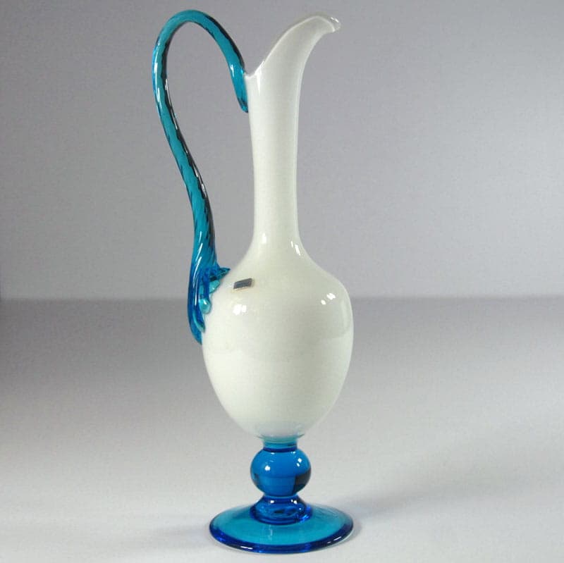 Karafka, szkło mlecznobiały turkusowy, Empoli, Włochy, lata 60. - 39124