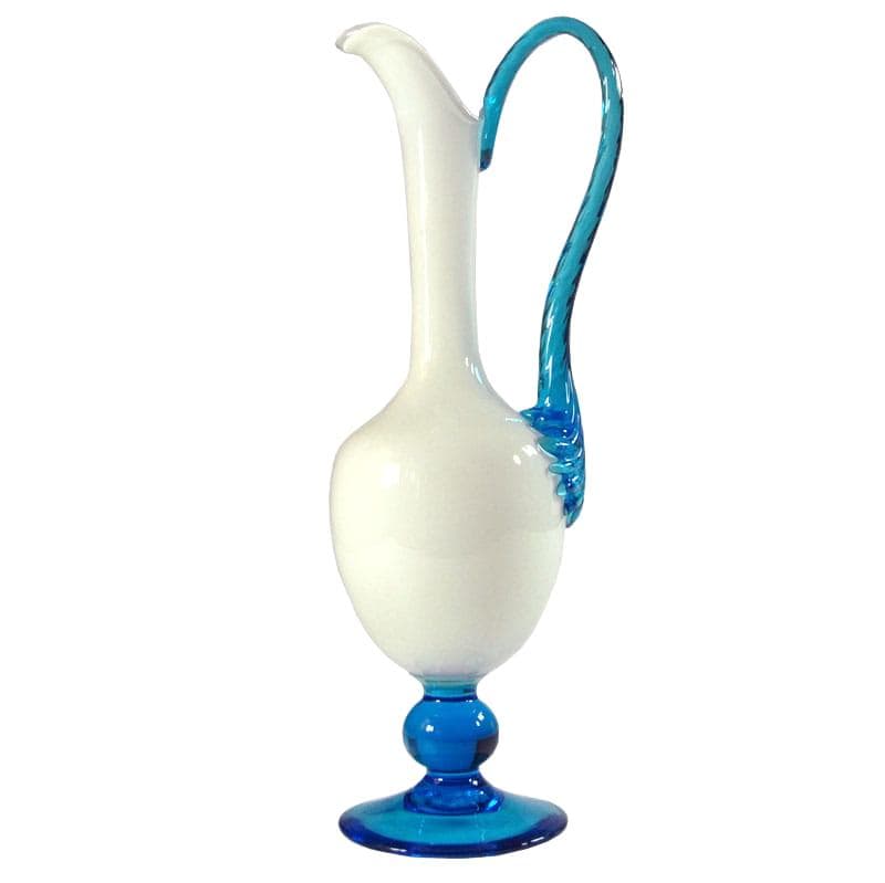 Carafe, white turquoise glass, Empoli, Italy, 1960s.