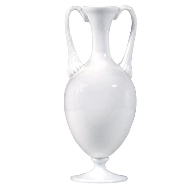 Wazon amfora, biały, szkło, Murano, Włochy, lata 30. - WYMIARY