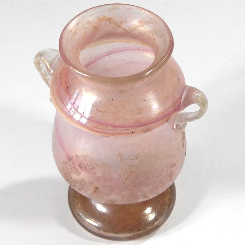 Wazon amfora Scavo, różowy, szkło, lata 20. - 39090
