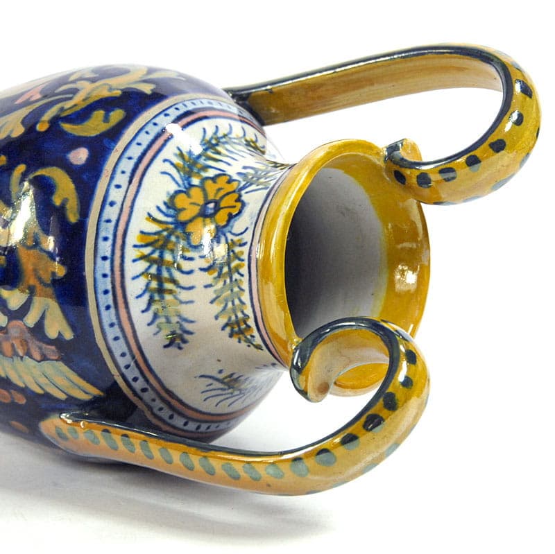 Wazon, majolika niebieski, proj. A. Rubboli, Włochy, lata 30. - 39066