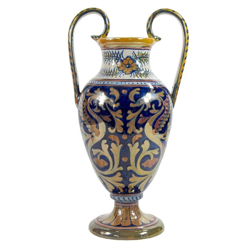 Wazon, majolika niebieski, proj. A. Rubboli, Włochy, lata 30.