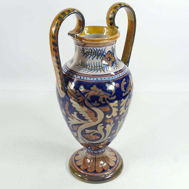 Wazon, majolika niebieski, proj. A. Rubboli, Włochy, lata 30. - 39069