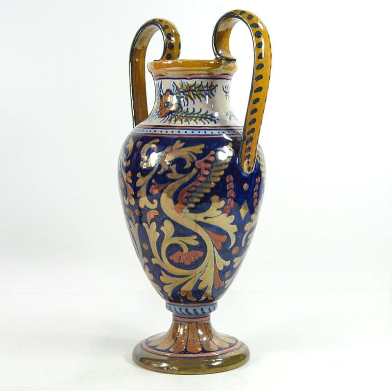 Wazon, majolika niebieski, proj. A. Rubboli, Włochy, lata 30. - 39067