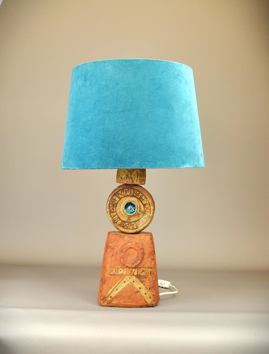 Lampa stołowa, turkus, ceramika, proj. B. Rooke, Wielka Brytania, lata 60. - 290
