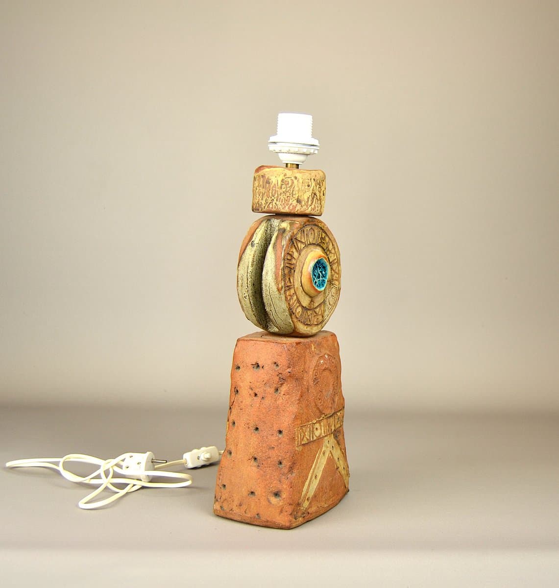 Lampa stołowa, turkus, ceramika, proj. B. Rooke, Wielka Brytania, lata 60. - 289