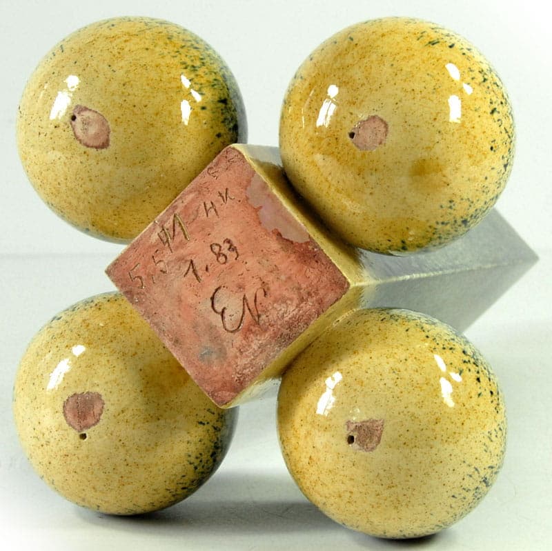 Postmodernist vase, olive, yellow, ceramics, Poland, 1980s. - 39029