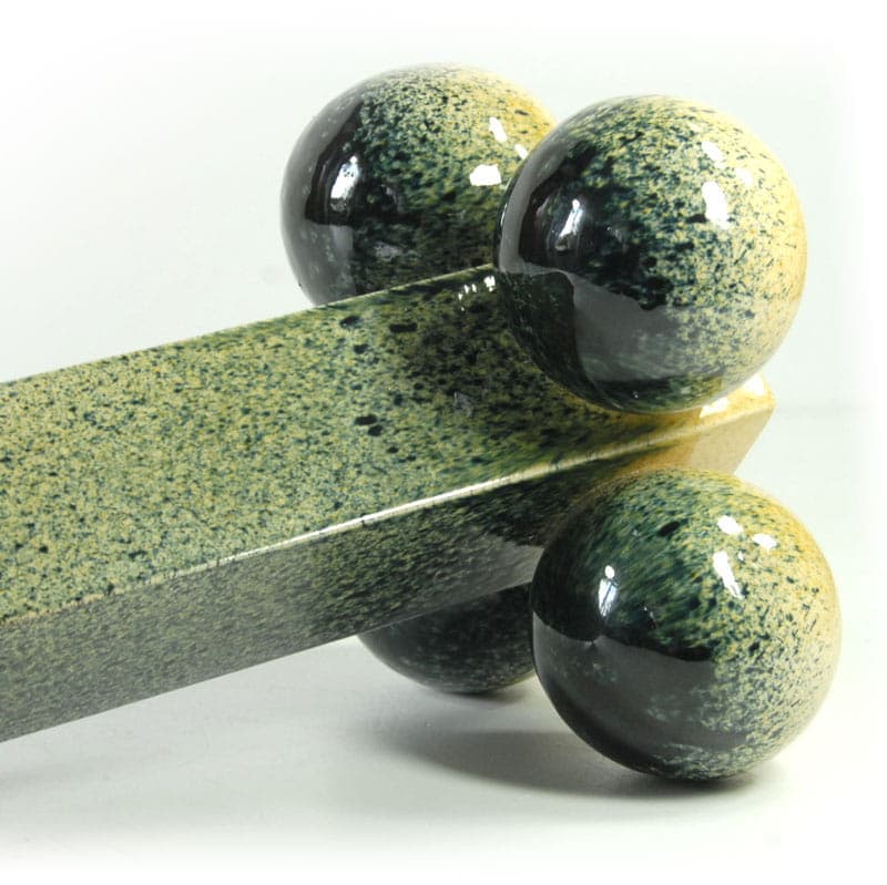 Postmodernist vase, olive, yellow, ceramics, Poland, 1980s. - 39023